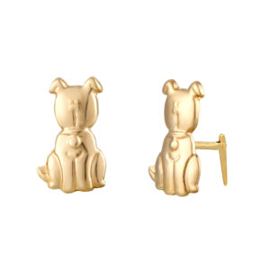 9ct gold sitting dog puppy Andralok stud earrings