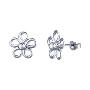 9ct white gold ball stud flower stud earrings front view