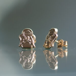 9ct gold angel stud earrings with raised relief detail