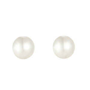 gold cultured pearl studs in 9ct Yellow Gold, pair shown front facing on a white background