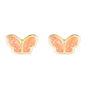 butterfly stud earrings with pink enamel detail