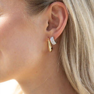 Sterling Silver Crystal Half Hoop Earrings 2