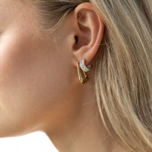 Sterling Silver Crystal Half Hoop Earrings