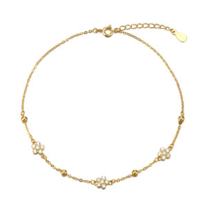 CZ flower adjustable anklet