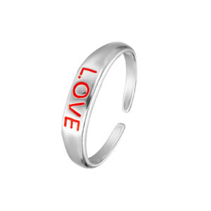 Sterling Silver Adjustable Red Love Enamel Toe Ring