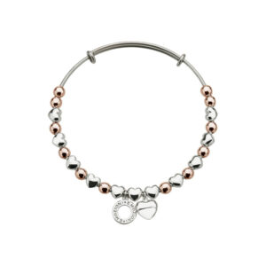 emozioni rose gold and silver plate heart bangle p1621 5677 image