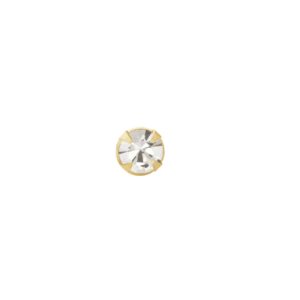 gold diamond nose stud front view with a 2mm round genuine diamond