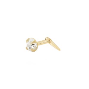 gold diamond nose stud in 9ct Yellow Gold shown from the side with Andralok fitting