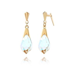 andralok faceted crystal drop earrings in 9ct yellow gold