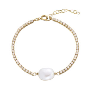 pearl and cz tennis bracelet