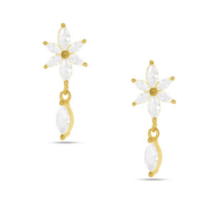 Flower CZ Dropper Earrings