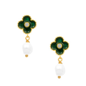 Enamel Pearl Dropper Earrings