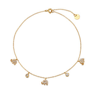 CZ Elephant Charm Anklet