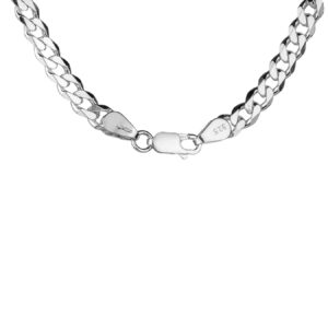 polished sterling silver curb chain necklace with lobster clasp