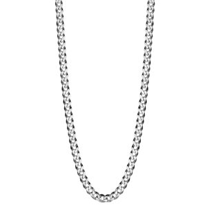 18 inch silver curb link chain necklace front view
