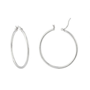 Sterling Silver 40mm polished creole hoop earrings