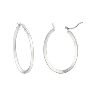 classic polished silver oval hoops measuring 40mm x 28mm