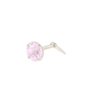 silver pink topaz nose stud