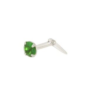 silver emerald nose stud