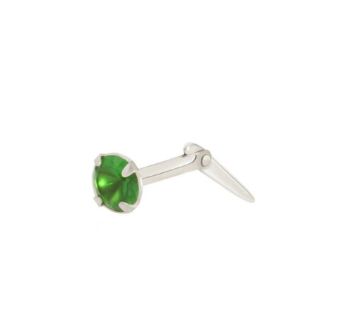 silver emerald nose stud