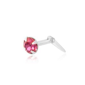 silver rose crystal nose stud